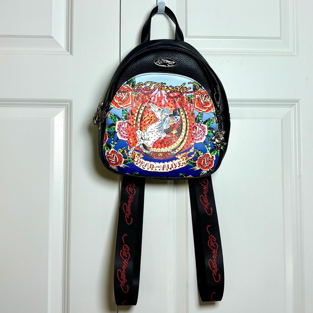 Ed Hardy “Dead Or Alive” Crystal Studded Backpack